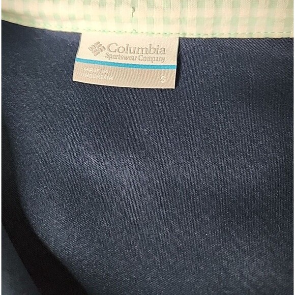 Columbia PFG Women's Mint Green Sherpa Gingham Full Zip Puffy Jacket Size S EUC - Picture 9 of 9